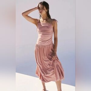 Free People FP Beach Free Est Liza Drop-Waist Midi Dress Sz MED NWOT‎